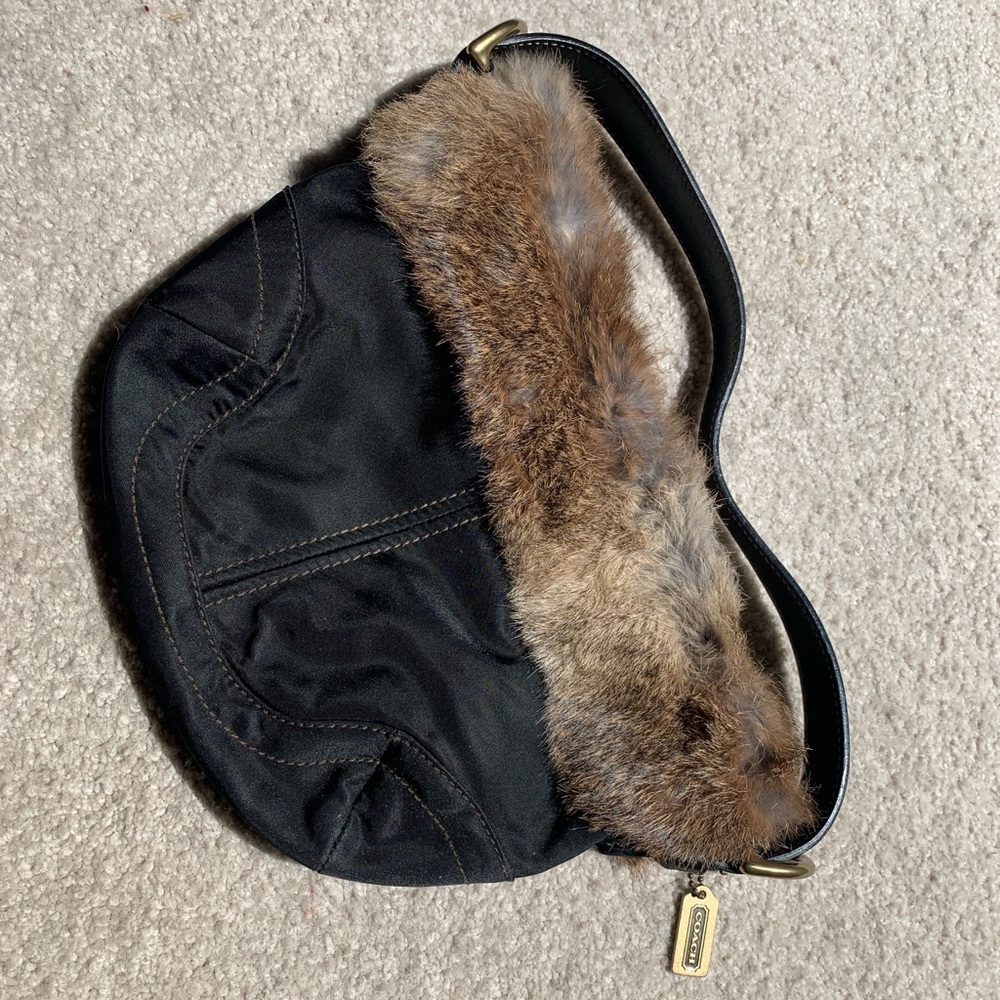 Coach Nylon Fur Mini Shoulder Bag